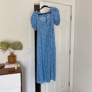 Reformation Blue Floral Midi Dress